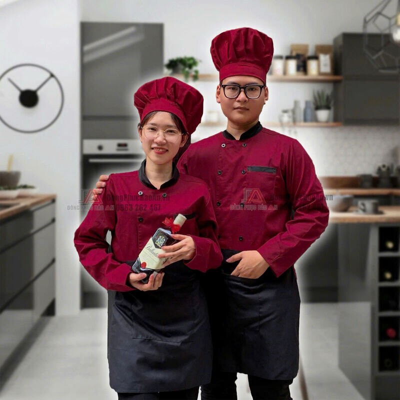 may áo bếp đồng phục