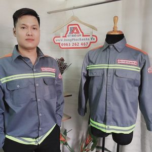 Áo Bảo Hộ Kaki Phối Màu Cam Nhập Khẩu Có Phản Quang 03