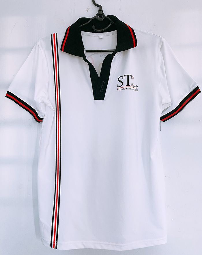 Đồng phục áo thun cổ V công ty mỹ phẩm ST Beauty 05