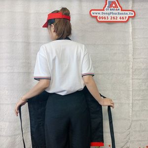 Tạp Dề Kaki Màu Đen Viền Đỏ Phục Vụ Tiệm Bánh 04