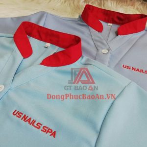 Mẫu Áo Blouse Tay Ngắn Cổ Tàu Cao Cấp Cho Nhân Viên Làm Nails – Xưởng May Áo Blouse Giá Tốt Chất Lượng Bình Tân