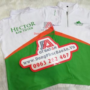 Mẫu Đồng Phục Áo Thun Cổ Tàu Có Dây Kéo Màu Phối Siêu Đẹp – Đồng Phục Công Ty Hector KIM TUYẾN