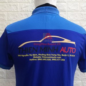 Mẫu Áo Thun Đồng Phục Cổ Bẻ Màu Xanh Phối Đẹp – THIÊN MINH AUTO