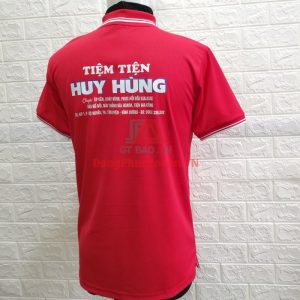 Mẫu Áo Thun Đồng Phục Màu Đỏ Tiệm Tiện Huy Hùng – Xưởng Áo Thun Bình Tân