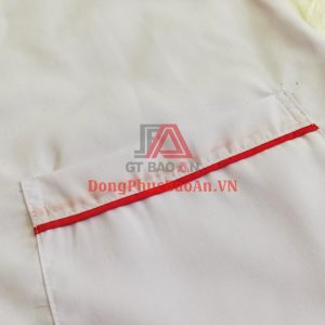 Mẫu Áo Blouse Ngắn Áo Tay Ngắn Màu Trắng Viền Đỏ PMPHACOR