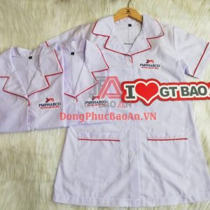 Mẫu Áo Blouse Ngắn Áo Tay Ngắn Màu Trắng Viền Đỏ PMPHACOR