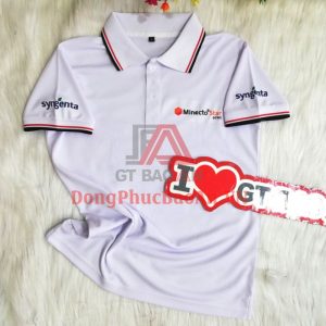 Mẫu Áo Thun Đồng Phục Giá Rẻ Màu Trắng Phối Viền, Có In/Thêu Logo – Minecto STAR Syngenta