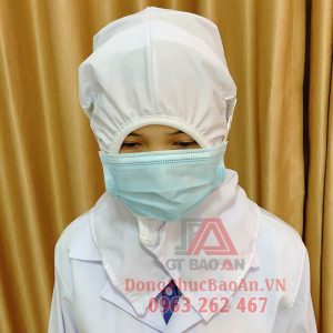 Nón lưới trùm tóc công nhân, mũ công nhân thực phẩm màu trắng choàng cổ TPHCM – Đồng Nai – Bình Dương