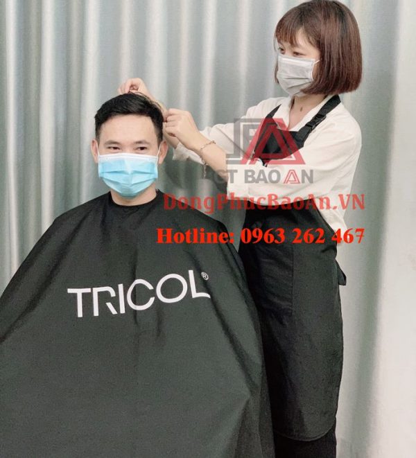 Xưởng may áo choàng cắt tóc TRICOL in logo theo yêu cầu nhanh rẻ chất lượng tại TPHCM – Đồng Nai – Bình Dương