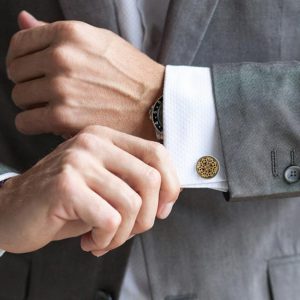 AsemandoViệt Nam Sơ Mi  Cufflink Hồng nhạt dệt sọc chìm Sơ mi măng sét Áo  sơ mi nam dài tay