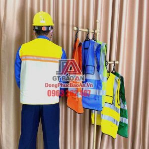 [AGLPQM6] Áo Gile Bảo Hộ Phản Quang Cao Cấp Màu Vàng Cam Phối Ghi Sáng Mã 6