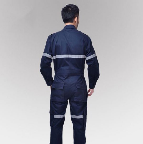 Quần áo bảo hộ liền quần cao cấp có phản quang mã ALQ01 - Quần áo bảo hộ công nhân, kỹ sư, thợ sửa chữa màu Xanh Đen