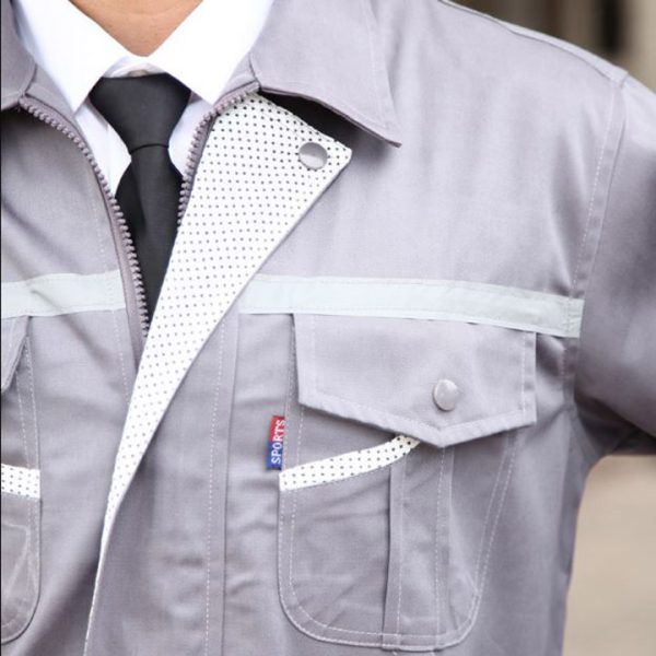Bộ đồng phục bảo hộ cao cấp tay dài có phản quang mẫu CK05 - Quần áo kỹ sư công trình, thợ sửa chữa máy công nghiệp, ô tô màu xám
