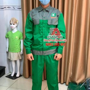Bộ quần áo bảo hộ ngành cơ khí cao cấp tay dài màu xanh phối xám theo yêu cầu - Công ty may quần áo bảo hộ tại TPHCM