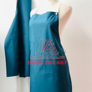 Tạp dề dù chống thấm nước cao cấp 3 khuy bấm - Màu xanh cổ vịt