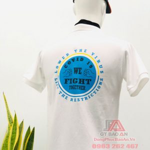 Áo thun đồng phục công ty cổ trụ màu trắng có in logo - Mẫu áo đồng phục công ty đẹp ONP Vietnam, LLC