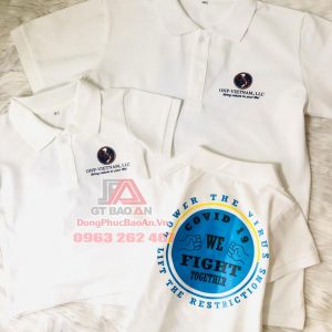 Áo thun đồng phục công ty cổ trụ màu trắng có in logo - Mẫu áo đồng phục công ty đẹp ONP Vietnam, LLC