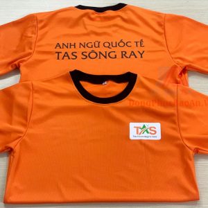 May áo thun cổ tròn đồng phục TPHCM theo yêu cầu Trung tâm Anh ngữ TAS Sông Ray