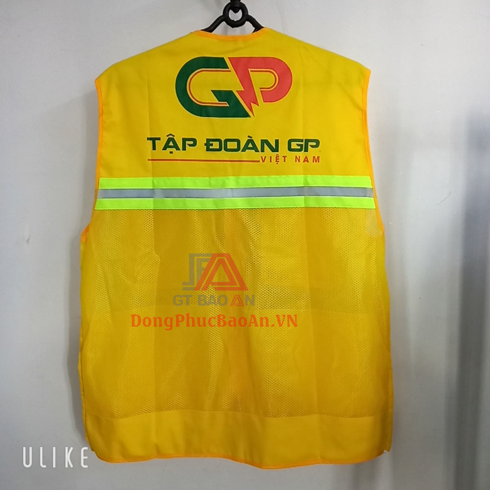 Mẫu áo gile kaki phối lưới túi hộp cho kỹ sư - tập đoàn GP Việt Nam 