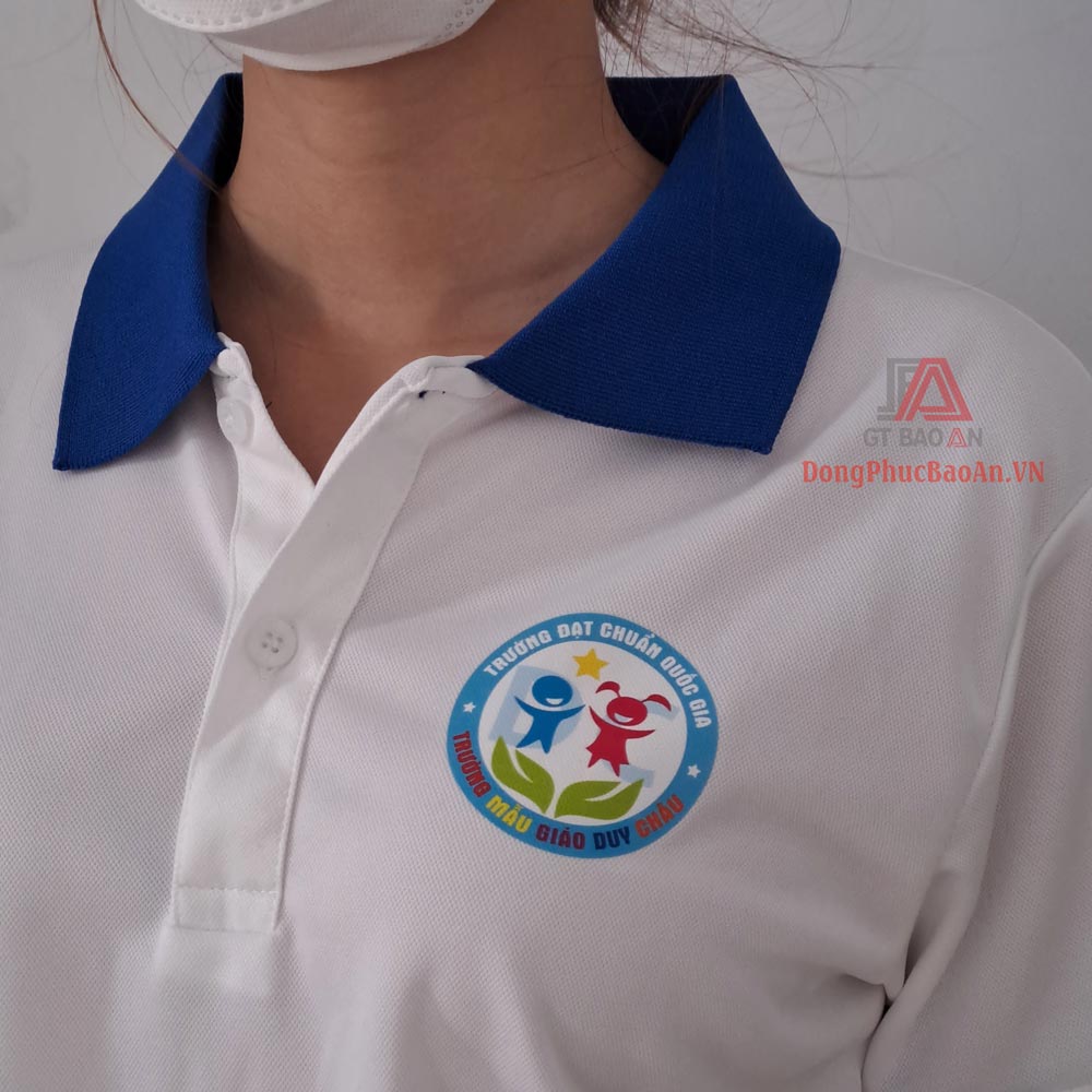 Đồng phục áo thun có cổ cho giáo viên mầm non - trường MN Duy Châu 