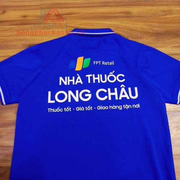 Mẫu áo thun đồng phục nhân viên cho nhà thuốc Long Châu | In thêu logo theo yêu cầu