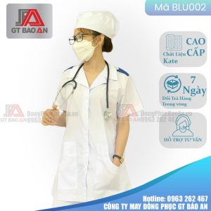 Những mẫu áo blouse trắng có cầu vai xanh cho sinh viên, thực tập sinh đẹp nhất 2022