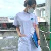 mẫu áo blu trắng điều dưỡng tay ngắn thân dài nam nữ cho sinh viên, phòng khám, y khoa