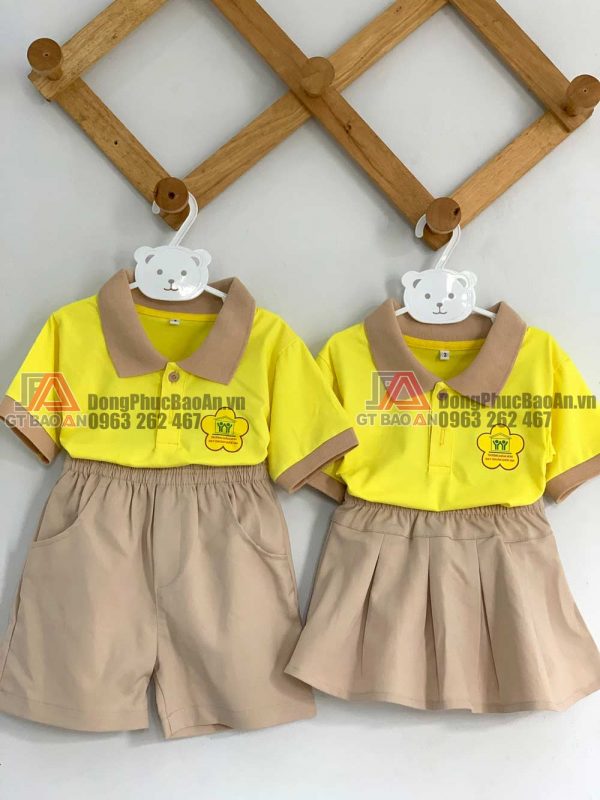 May đồng phục mầm non đẹp cho bé có in logo theo yêu cầu giá rẻ TPHCM - Trường mẫu giáo Tân Thượng