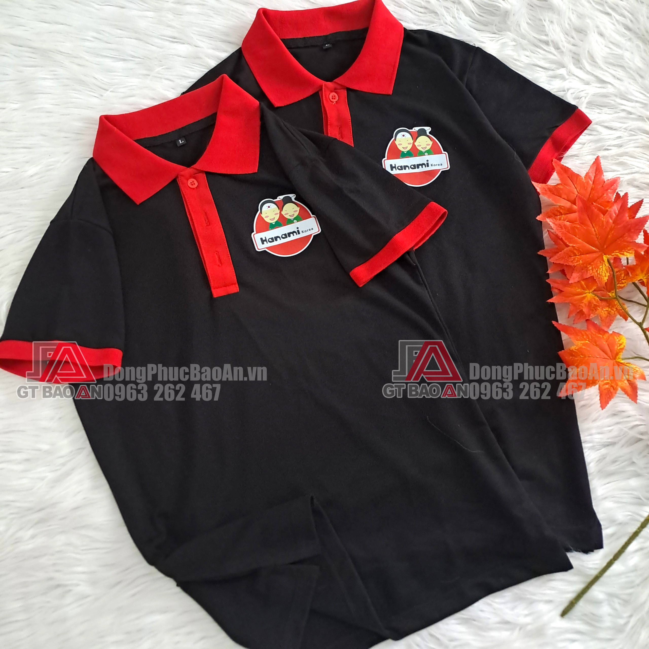 May áo thun nhân viên phục vụ đẹp có in logo giá tại xưởng TPHCM - HANAMI Lẩu mì cay Hàn Quốc