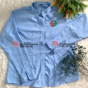 May áo sơ mi đồng phục công nhân có thêu logo theo yêu cầu giá rẻ TPHCM - Hà Nội