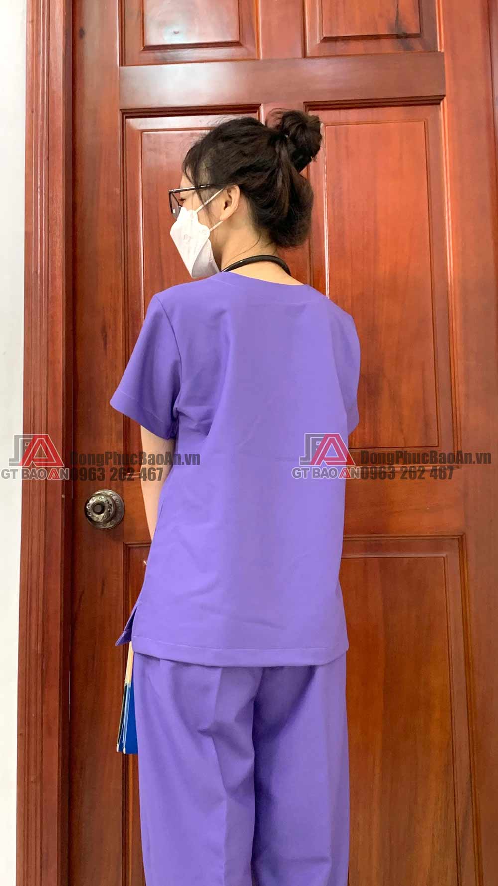 [SALE THÁNG 11 199K] May bộ Scrubs - Đồng phục y tế màu tím cho nữ điều dưỡng, thẩm mỹ viện, spa,..mới nhất 2022