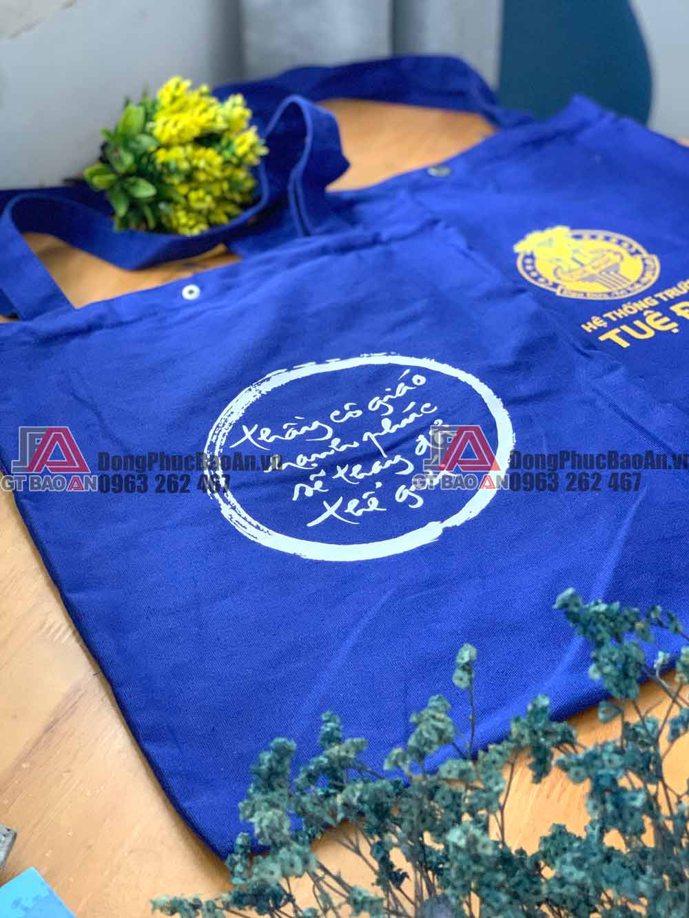 Xưởng may túi vải canvas quà tặng có in logo giá rẻ TPHCM - Trường Tuệ Đức