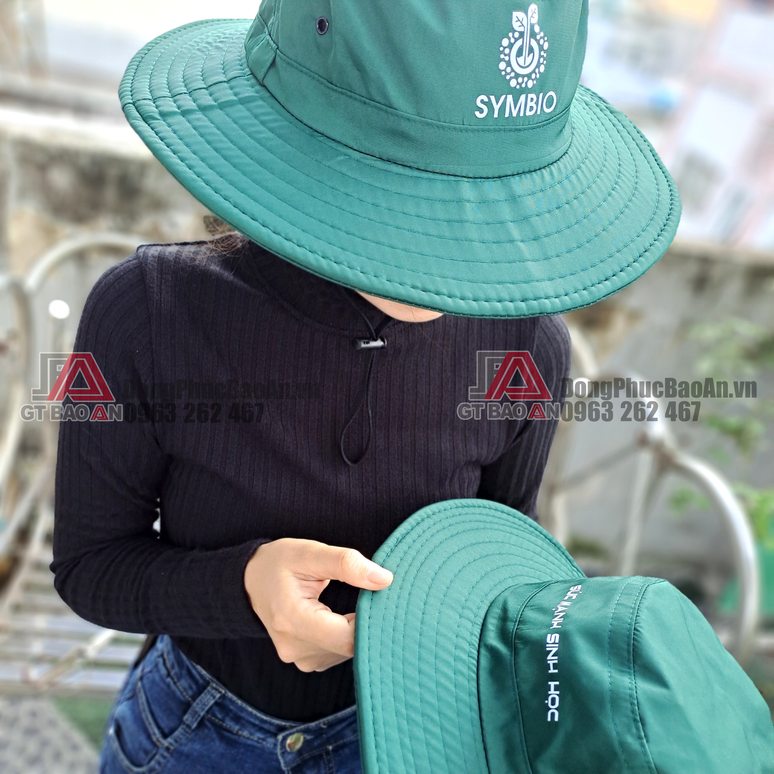 Nhận may nón tai bèo đồng phục công ty có in logo giá rẻ TPHCM - Công ty nông nghiệp SYMBIO