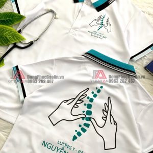 May áo đồng phục bệnh viện y học cổ truyền, in logo chất lượng - Y học cổ truyền Nguyễn Khắc Đát