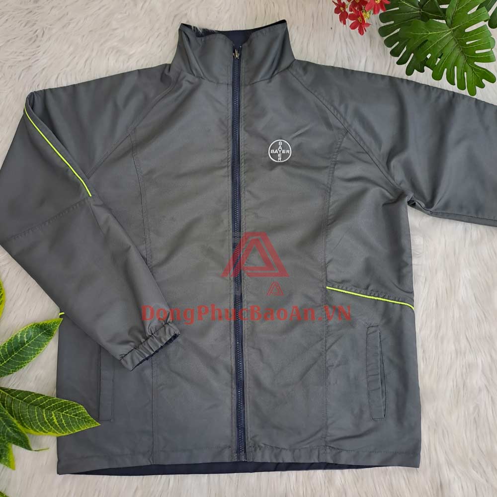 Địa chỉ may áo khoác gió 2 mặt đồng phục công ty chống thấm cao cấp in logo TPHCM - Long An - Công ty Bayer