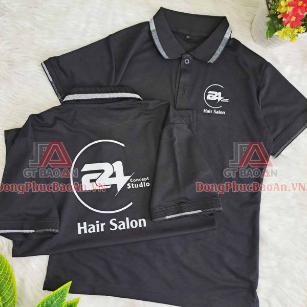 May áo đồng phục tiệm tóc đẹp, áo nhân viên hair salon có logo theo yêu cầu giá rẻ TPHCM - 24 Hair Salon