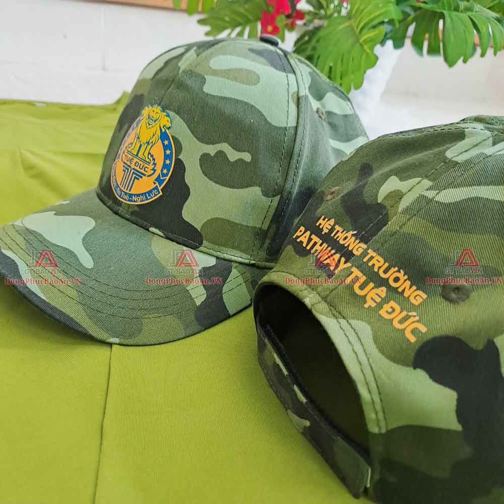 Xưởng may mũ kết lính đồng phục dã ngoại, nón lưỡi trai kiểu lính in logo giá rẻ TPHCM - Trường Tuệ Đức