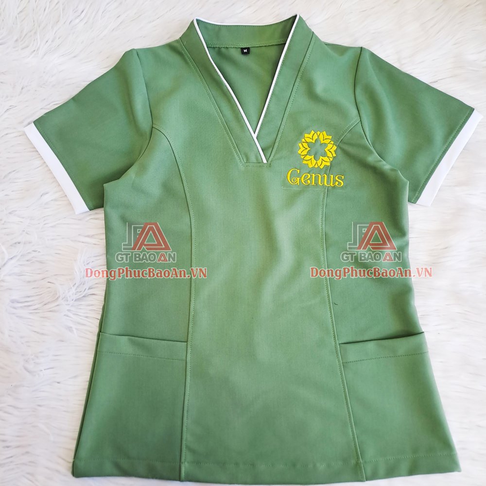 Bộ Scrubs đồng phục spa đẹp, cao cấp in thêu logo giá rẻ TPHCM - Bình Dương - Genus Spa