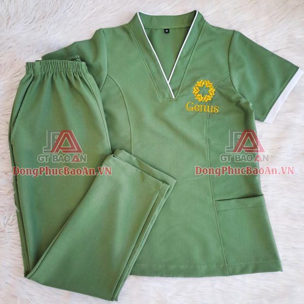 Bộ Scrubs đồng phục spa đẹp, cao cấp in thêu logo giá rẻ TPHCM - Bình Dương - Genus Spa