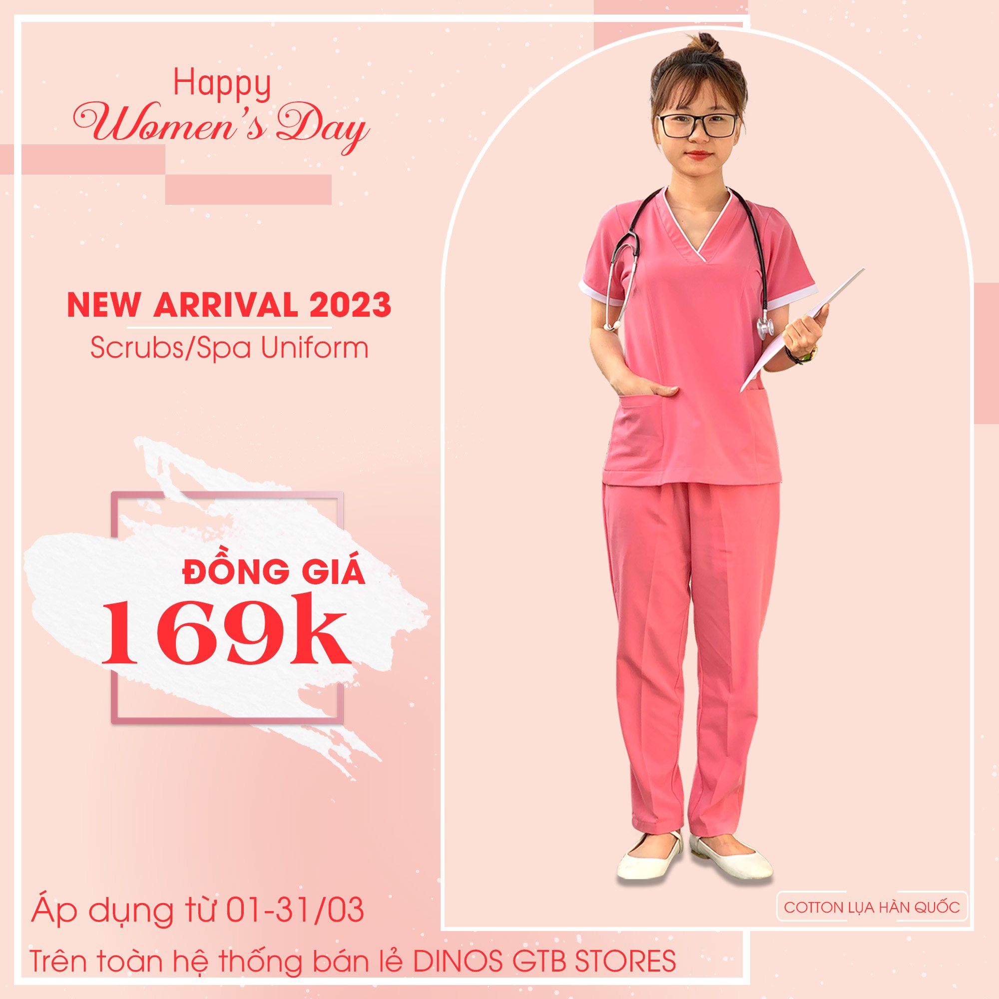 [GIÁ SỐC 169K/Scrubs] Bộ Scrubs nữ màu hồng vải Cotton Lụa cao cấp mới nhất, Scrubs đồng phục bác sĩ, spa giá rẻ TPHCM