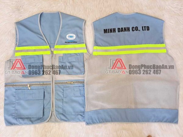 Xưởng in may áo gile phản quang túi hộp vải kaki cho công nhân, kỹ sư giá rẻ TPHCM - Minh Danh CO