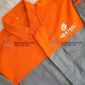 Xưởng may đồ bảo hộ cho nhà máy thép vải cao cấp, bảo hộ lao động in logo giá rẻ TPHCM - Công ty thép GT Steel