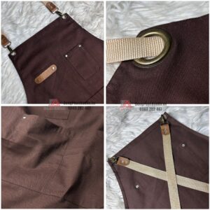 Chi tiết tạp dề chữ X màu nâu