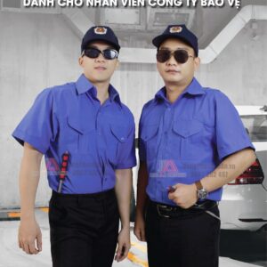Mẫu mặc áo đồng phục bảo vệ tay ngắn