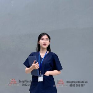 Bộ scrubs cổ tim cao cấp