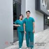 Bộ scrubs nam nữ màu xanh lý cao cấp