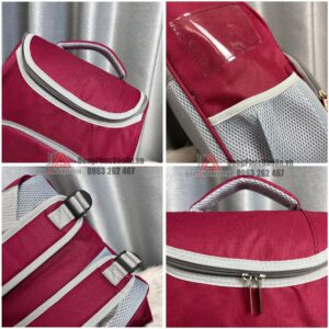 Chi tiết balo học sinh chống gù màu đỏ đô