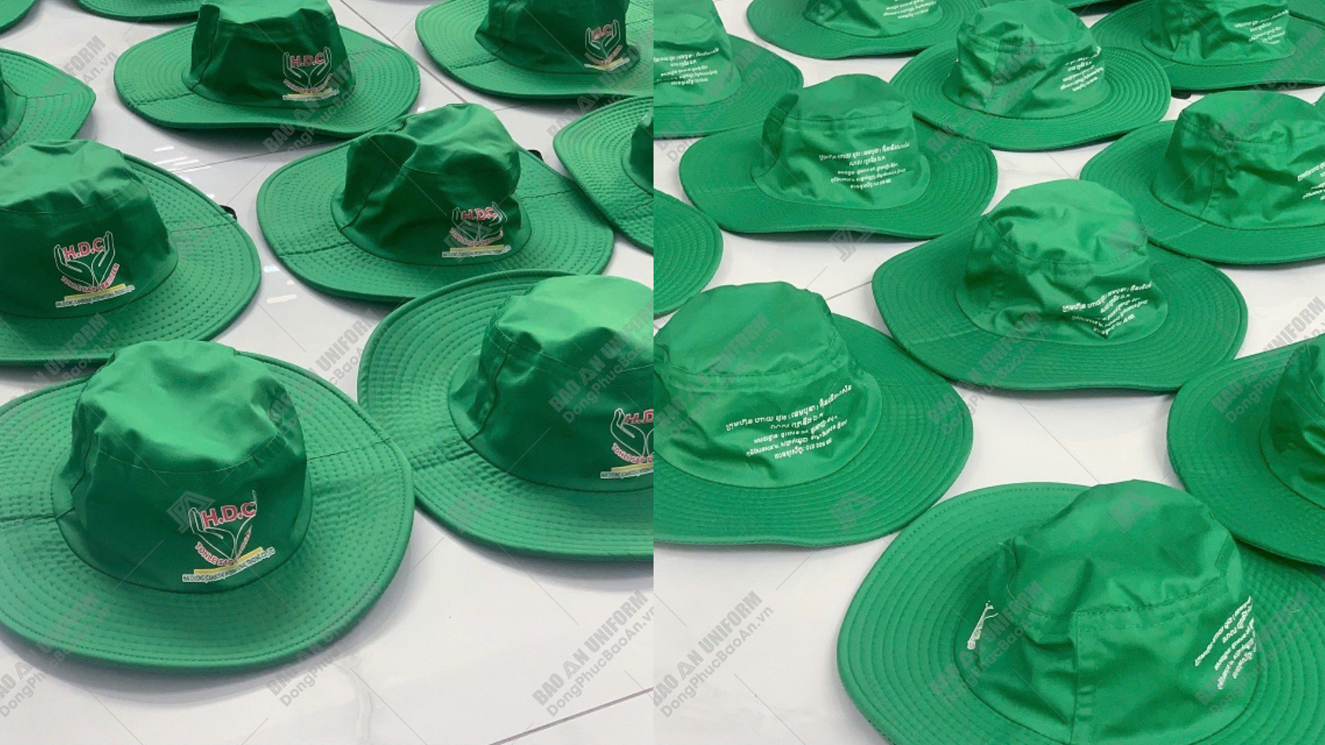 Xưởng may nón tai bèo in logo số lượng lớn