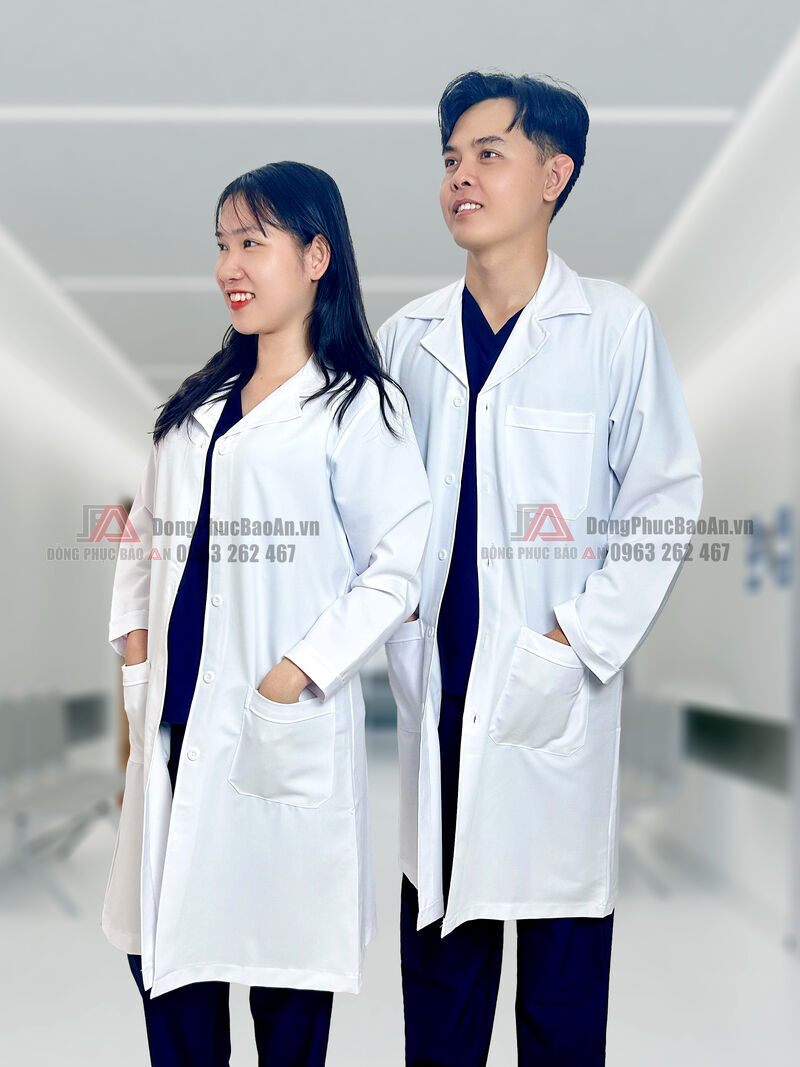 áo bác sĩ dài tay cotton Hàn