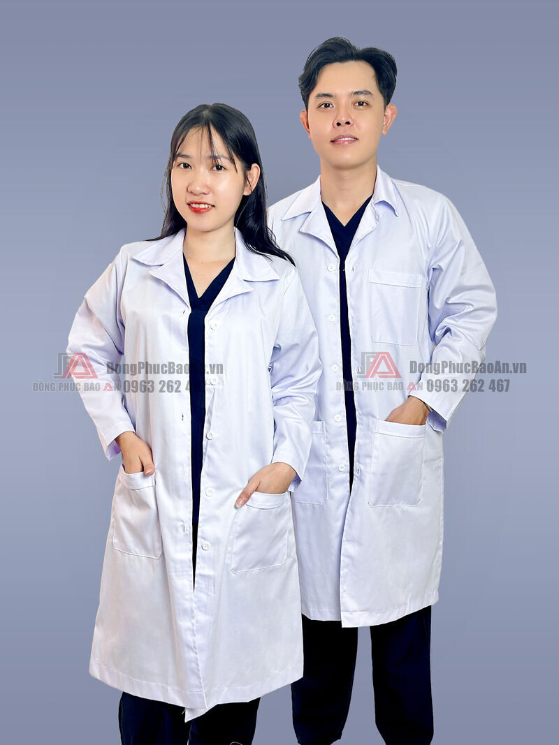 Áo bác sĩ chất liệu kaki, dài tay